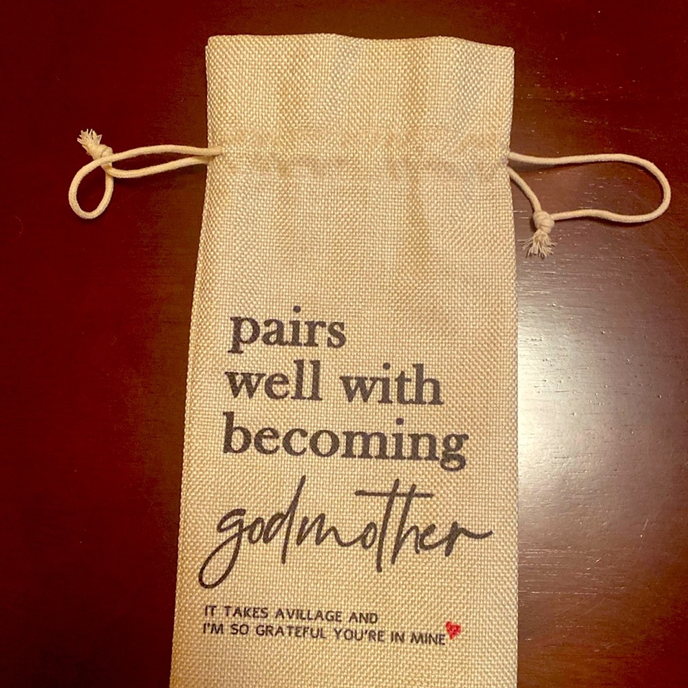 Pairs Well With Becoming a Godmother Wine Bag